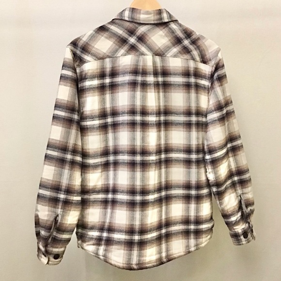 Carbon 2 Cobalt Sherpa Lined Shacket Flannel Men’s Size Small Cream Brown Black - Picture 6 of 10